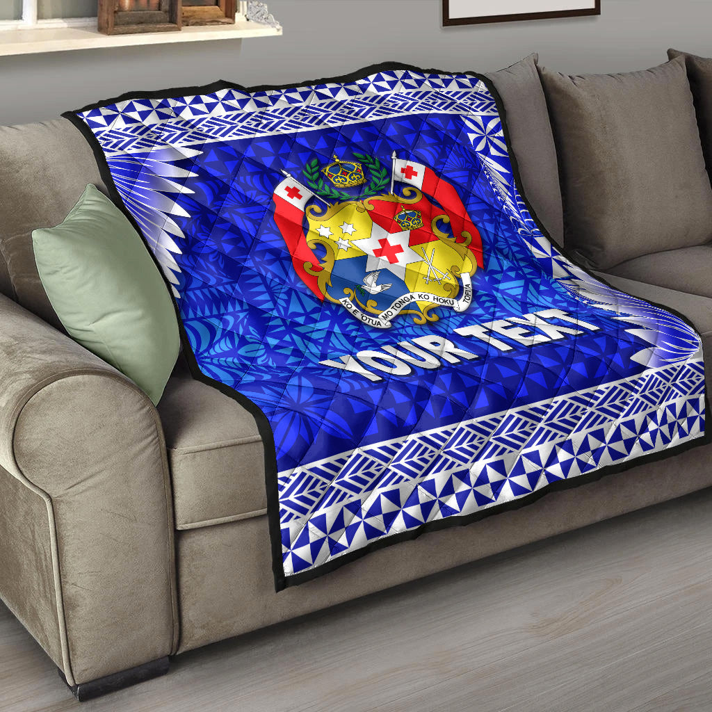 (Custom Personalised) Tonga Coat Of Arms Premium Quilt Simplified Version - Blue LT8 - Polynesian Pride