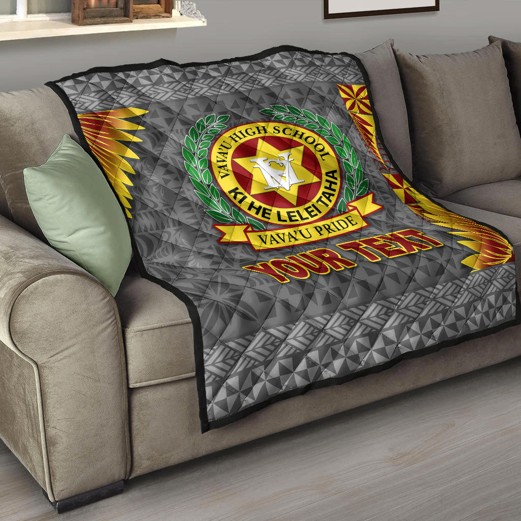 (Custom Personalised) Tonga Vava'u High School Premium Quilt Simplified Version - Grey LT8 - Polynesian Pride