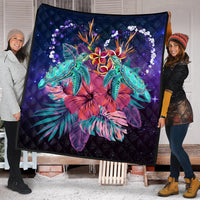 Hawaii Couple Turtle Hibiscus Tropical Premium Quilt - Huxley Style - AH - Polynesian Pride
