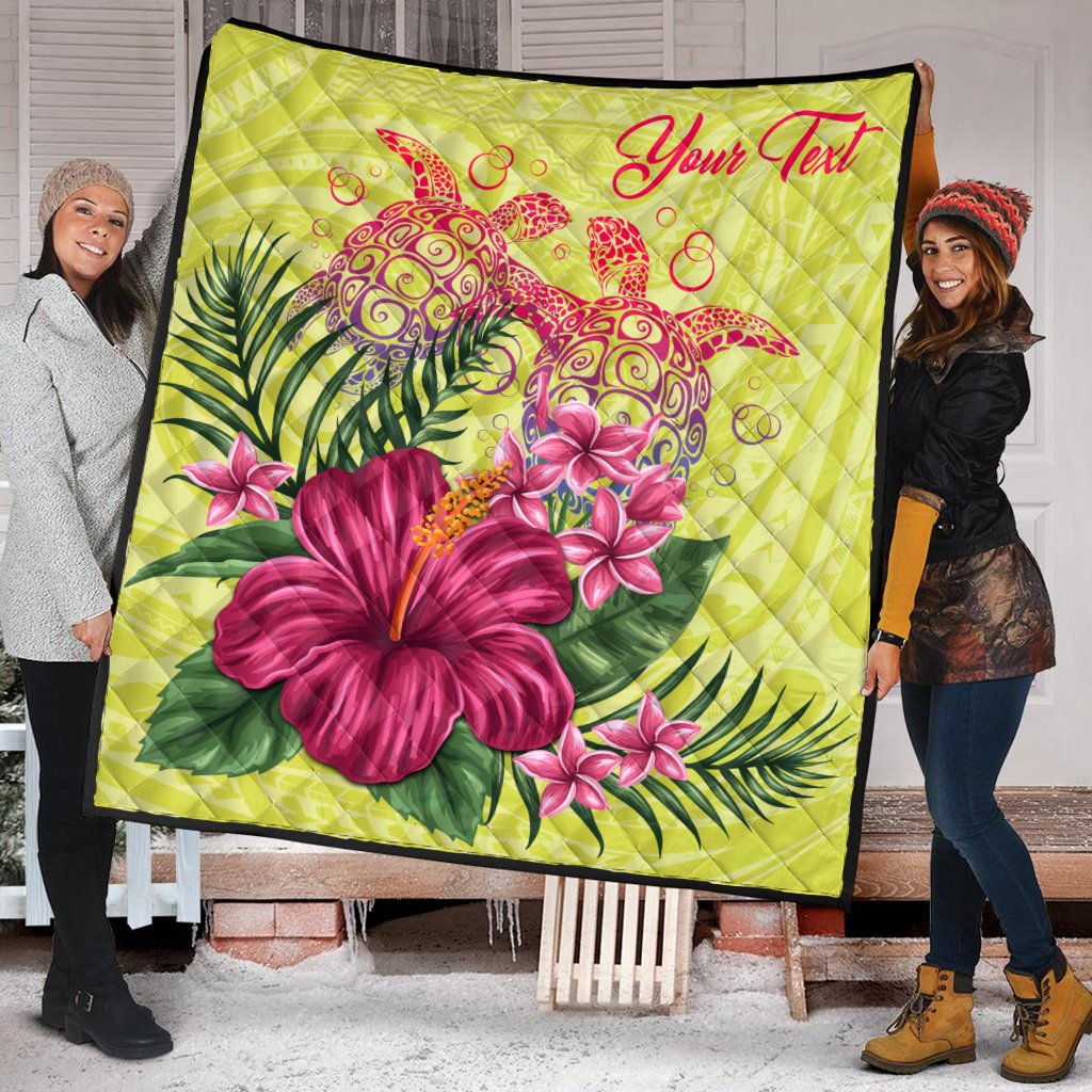 Personalized Hawaii Turtle Hibiscus Flower Polynesian Premium Quilt - Dulcie Style - AH - Polynesian Pride