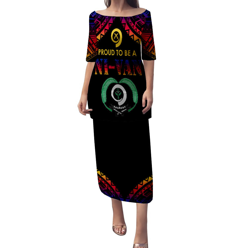 Vanuatu Proud To Be A Ni-Van - Polynesian Pattern Puletasi Dress - Torba Province LT7 Women Black - Polynesian Pride