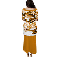 Polynesian Tribal Puletasi Dress Gold LT6 - Polynesian Pride