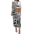 Fiji Puletasi Dress Masi Tapa Patterns White Style LT6 Long Dress White - Polynesian Pride