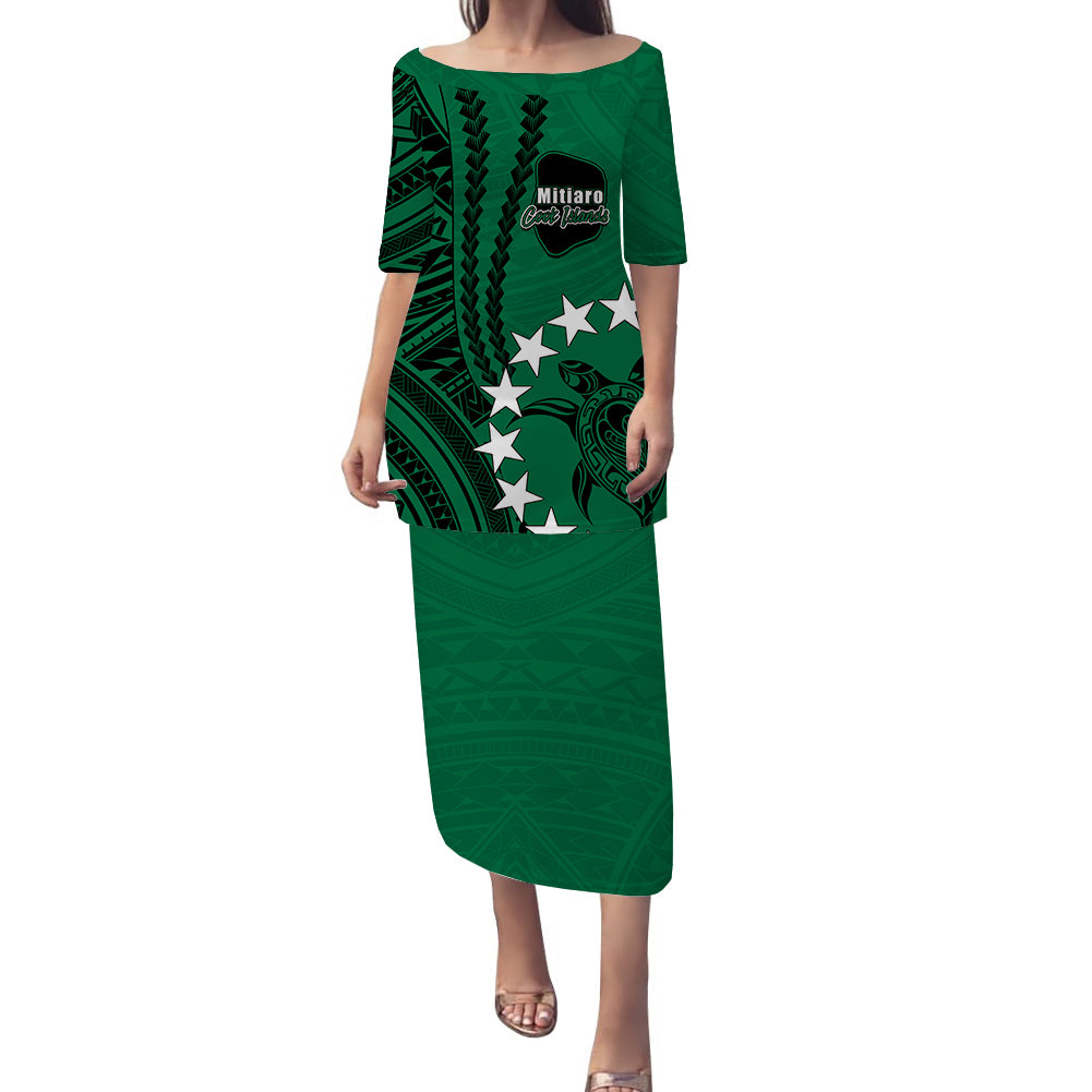 Cook Islands Mitiaro Polynesian Puletasi Dress LT6 Women Green - Polynesian Pride