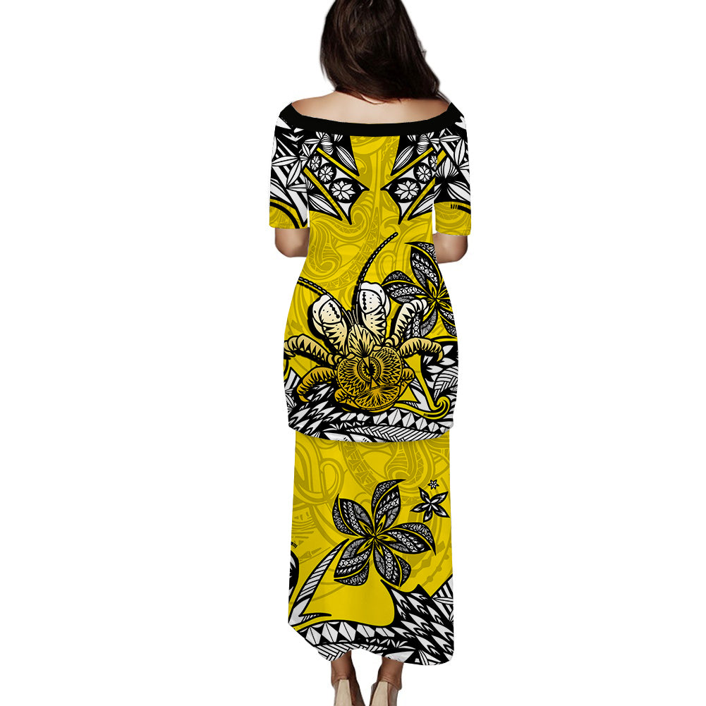 Niue Uga Puletasi Dress Tribal Patterns Yellow Style LT6 - Polynesian Pride