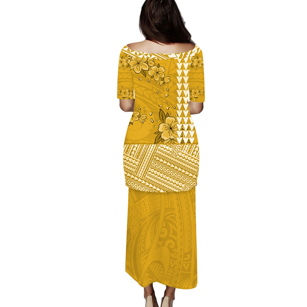 Polynesian Puletasi Dress Tropical Flower Mix Polynesian Pattern Ver.04 LT14 - Polynesian Pride