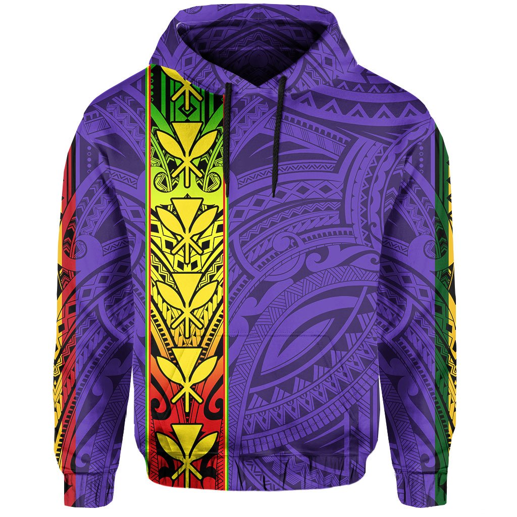 Polynesian Kanaka Flag Kanaka Maoli Hawaii Hoodie Purple - Polynesian Pride