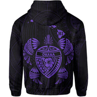 Polynesian Kakau Turtle Ohana Map of Hawaii Hoodie Purple - Polynesian Pride