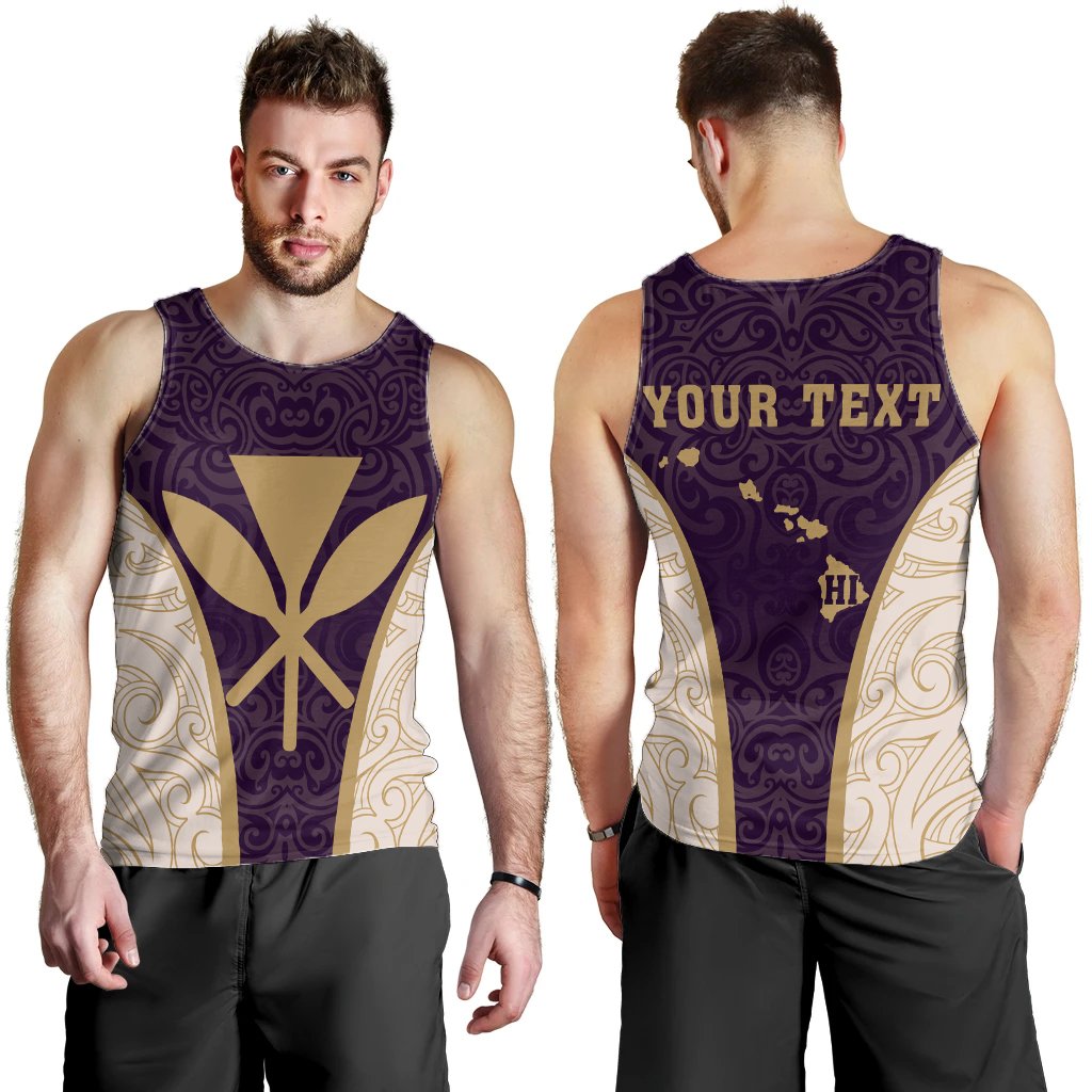 (Custom) Hawaii Polynesian Kanaka Map Men's Tank Top - Purple - James Style Purple - Polynesian Pride