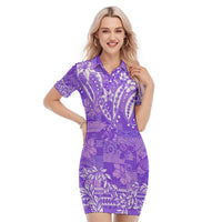 Polynesian Polo Dress Tapa Plumeria Style - Purple LT7 Purple - Polynesian Pride