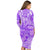 Polynesian Long Sleeves Bodycon Dress Tapa Plumeria Style - Purple LT7 - Polynesian Pride