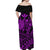 Hawaii Turtle With Hibiscus Tribal Off Shoulder Dress Purple - LT12 - Polynesian Pride