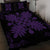 Hawaiian Quilt Maui Plant And Hibiscus Pattern Quilt Bed Set - Purple Black - AH - Polynesian Pride