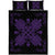 Hawaiian Quilt Maui Plant And Hibiscus Pattern Quilt Bed Set - Purple Black - AH Art - Polynesian Pride