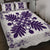 Hawaiian Quilt Maui Plant And Hibiscus Pattern Quilt Bed Set - Purple White - AH - Polynesian Pride