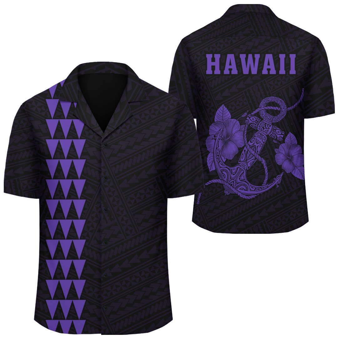 Kakau Polynesian Anchor Hawaii Shirt - Purple Unisex Purple - Polynesian Pride