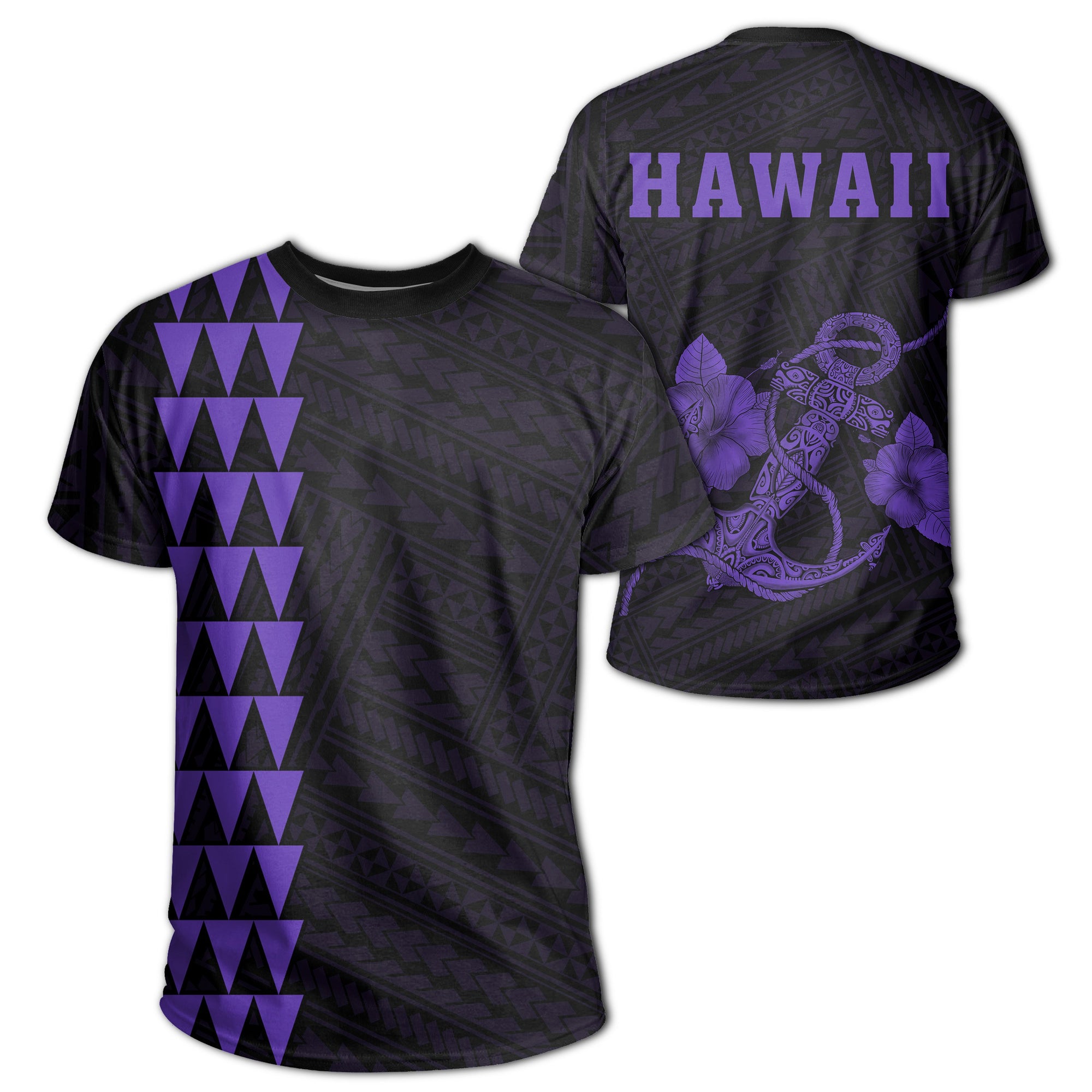 Hawaii Kakau Anchor T Shirt Purple Unisex Purple - Polynesian Pride