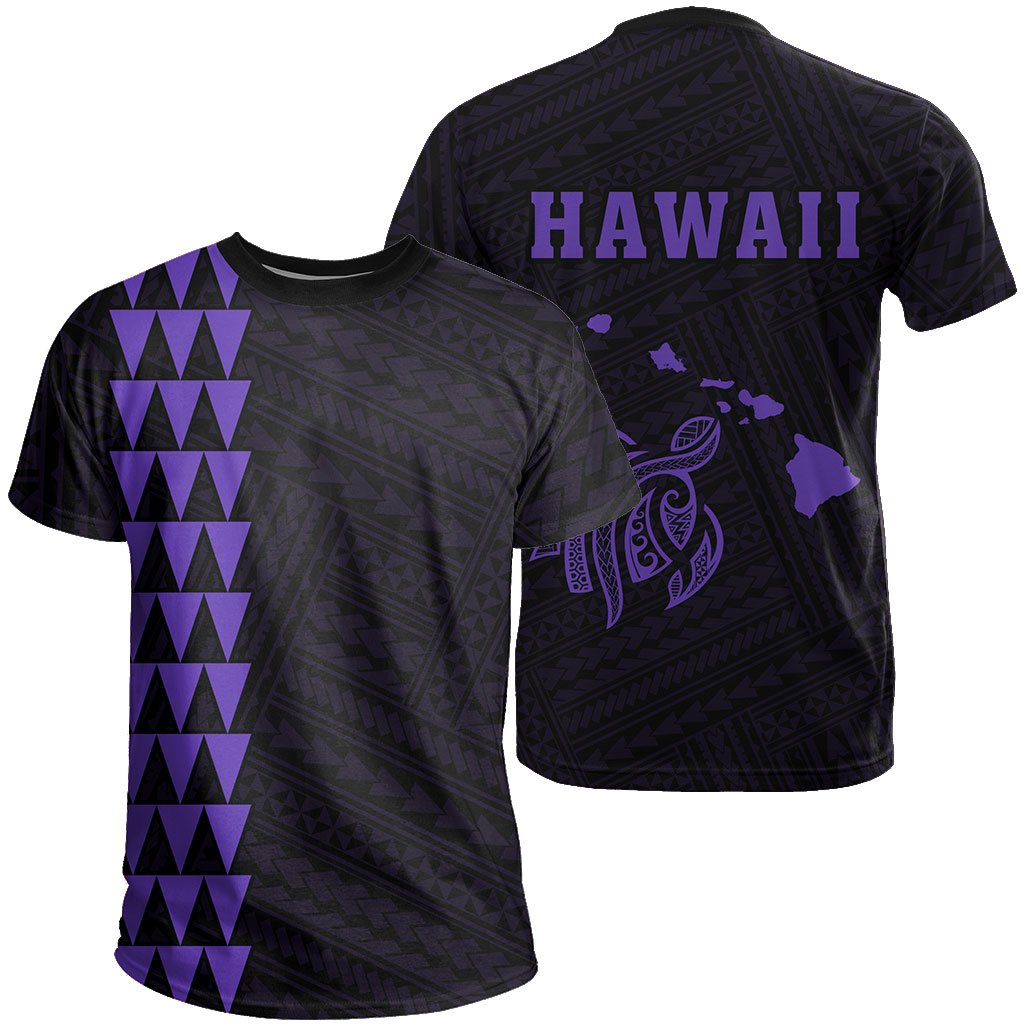 Hawaii Kakau Turtle Map T Shirt Purple Unisex Purple - Polynesian Pride