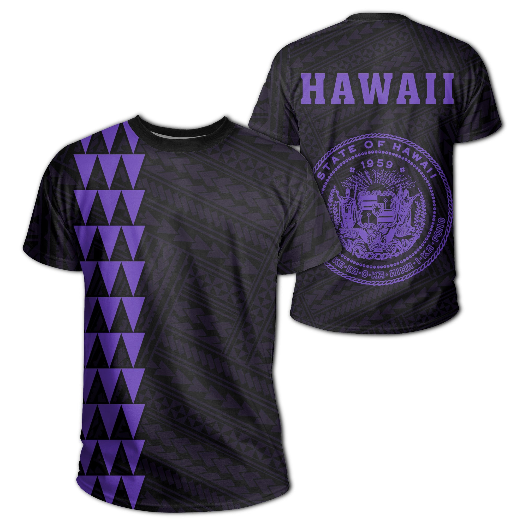 Hawaii Kakau Coat of Arms T Shirt Purple Unisex Purple - Polynesian Pride