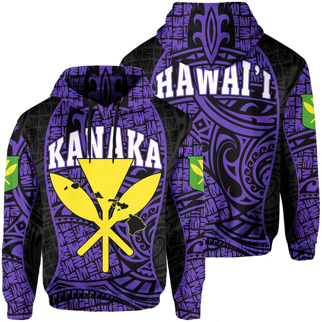 Polynesian Kanaka Maoli Hawaii Hoodie Purple Gel Style Unisex Purple - Polynesian Pride