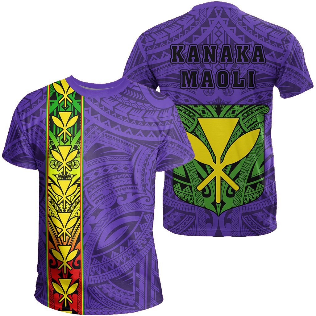 Hawaii Kanaka Flag Polynesian T Shirt Kanaka Maoli Spirit Purple Unisex Purple - Polynesian Pride