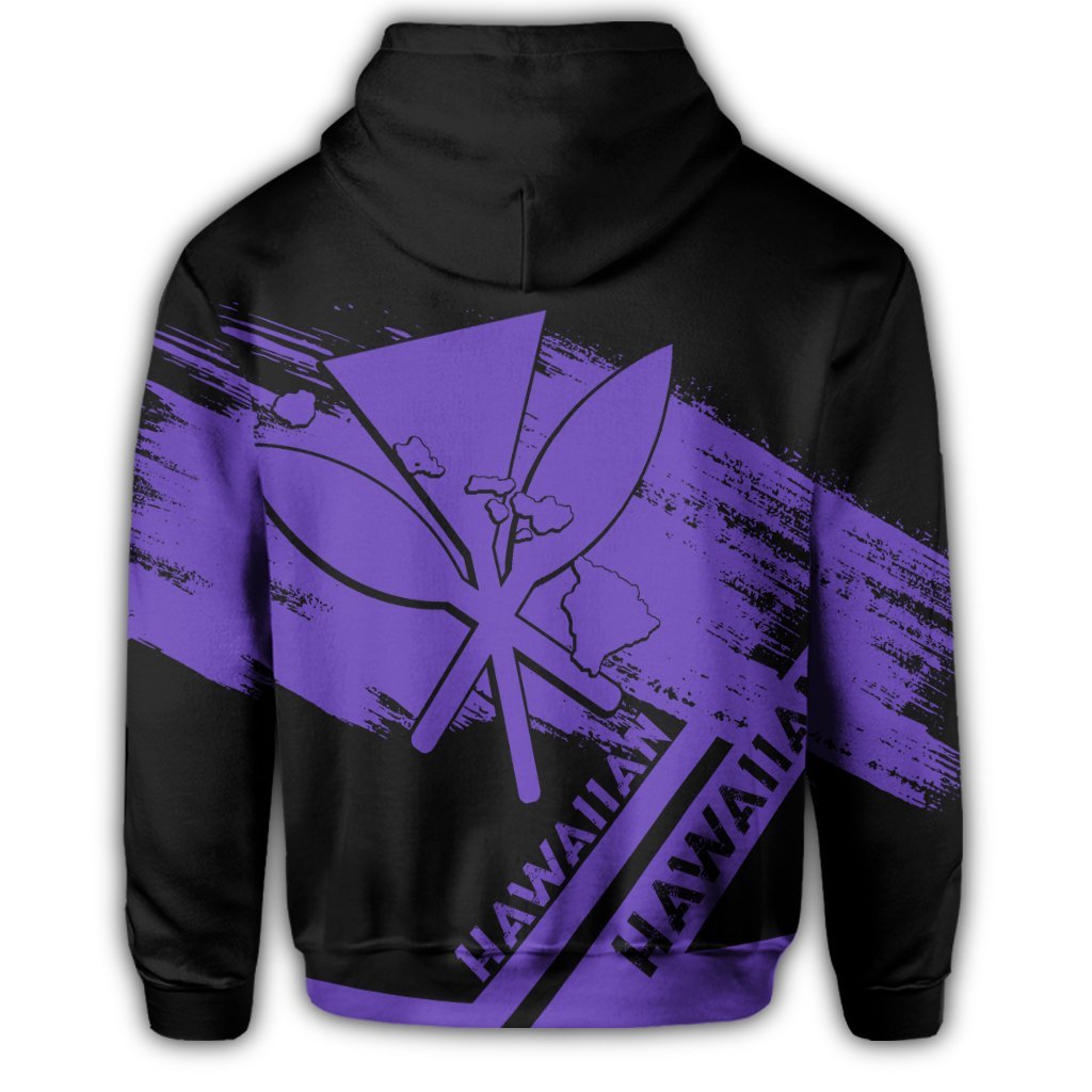 Hawaiian Map Kanaka Identifier Hoodie Zip Purple - Polynesian Pride