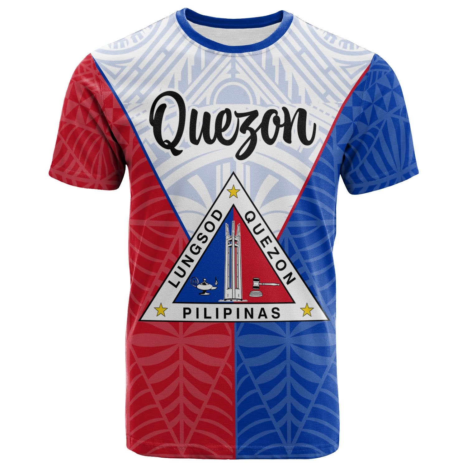 Pilipinas T Shirt Quezon Seal of Pilipinas Style Unisex Blue - Red - Polynesian Pride