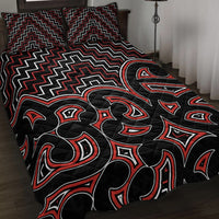 New Zealand Quilt Bed Set Maori Graphic Tee Patterns Red Lt6 Art - Polynesian Pride