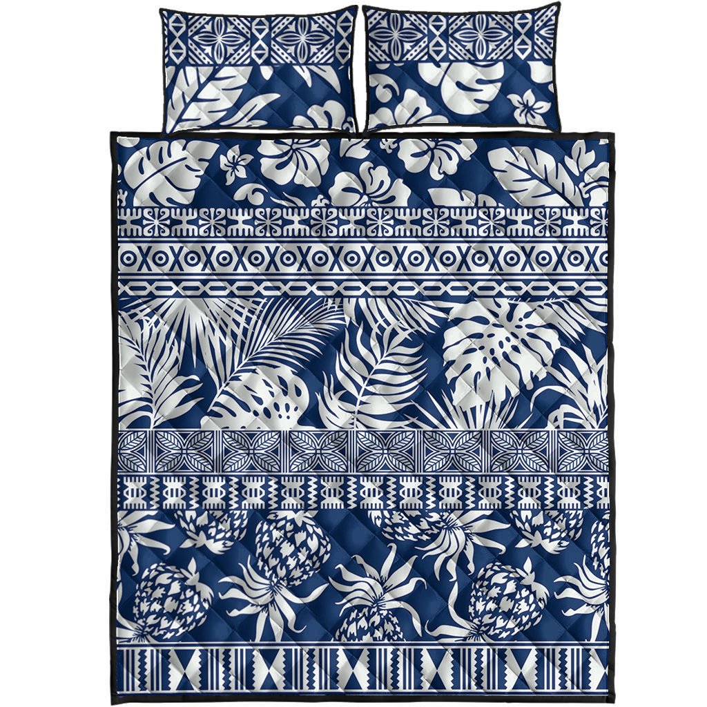 Polynesian Quilt Bed Set - Hibiscus Tropical Leaves Pattern - Polynesian Pride