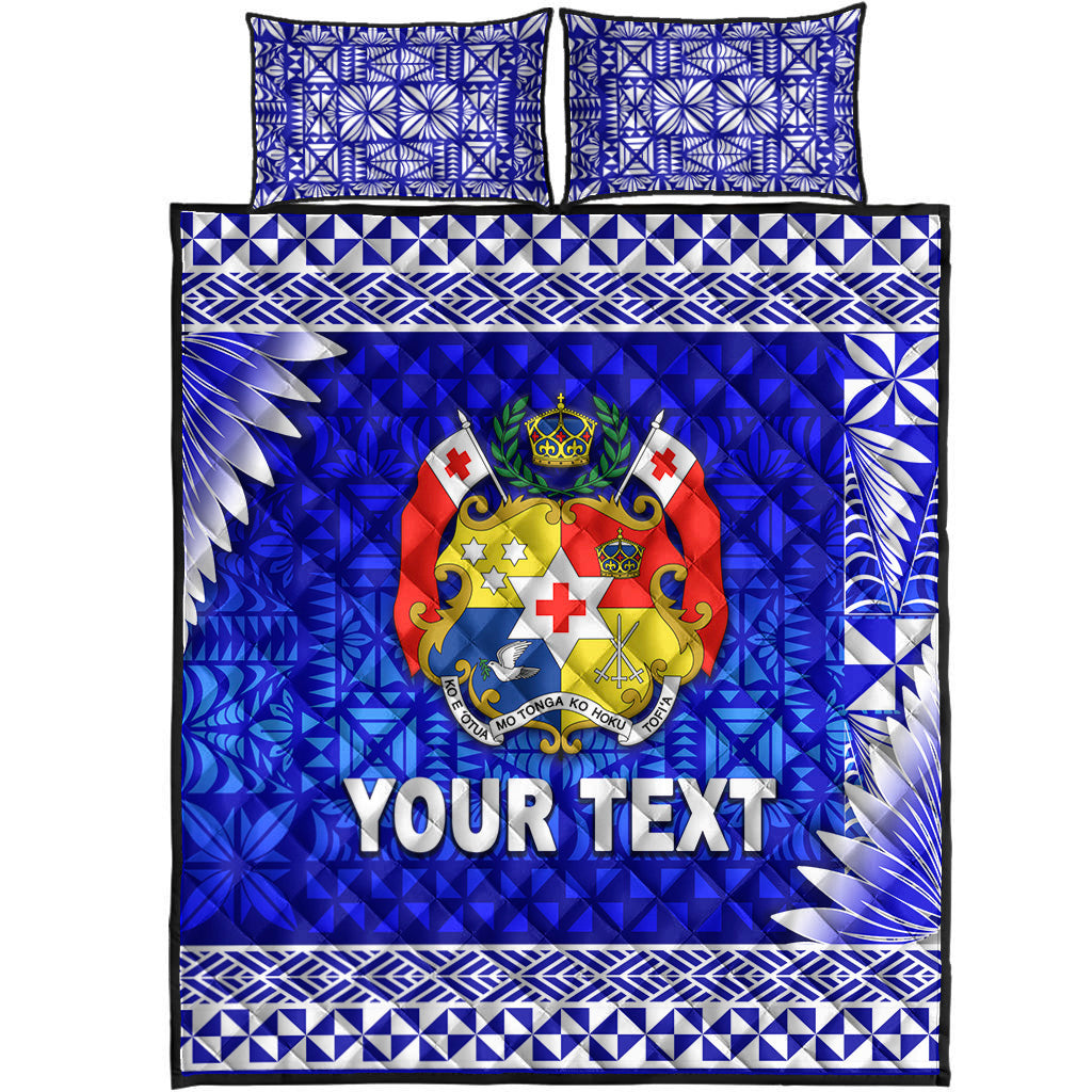 (Custom Personalised) Tonga Coat Of Arms Quilt Bed Set Simplified Version - Blue LT8 - Polynesian Pride