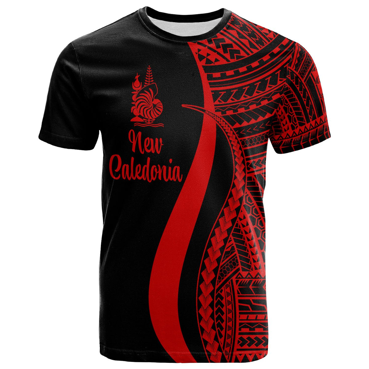 New Caledonia T Shirt Red Polynesian Tentacle Tribal Pattern Unisex Red - Polynesian Pride