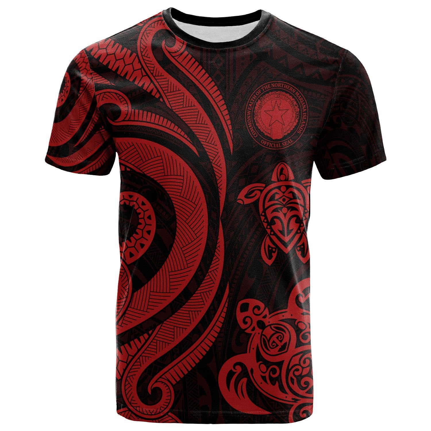 Northern Mariana T Shirt Tentacle Turtle Red Unisex Red - Polynesian Pride