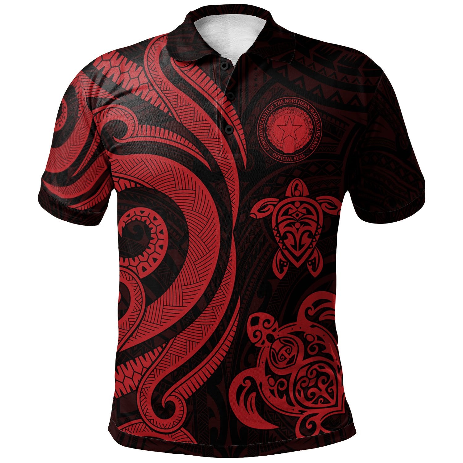 Northern Mariana Islands Polo Shirt Red Tentacle Turtle Unisex Red - Polynesian Pride