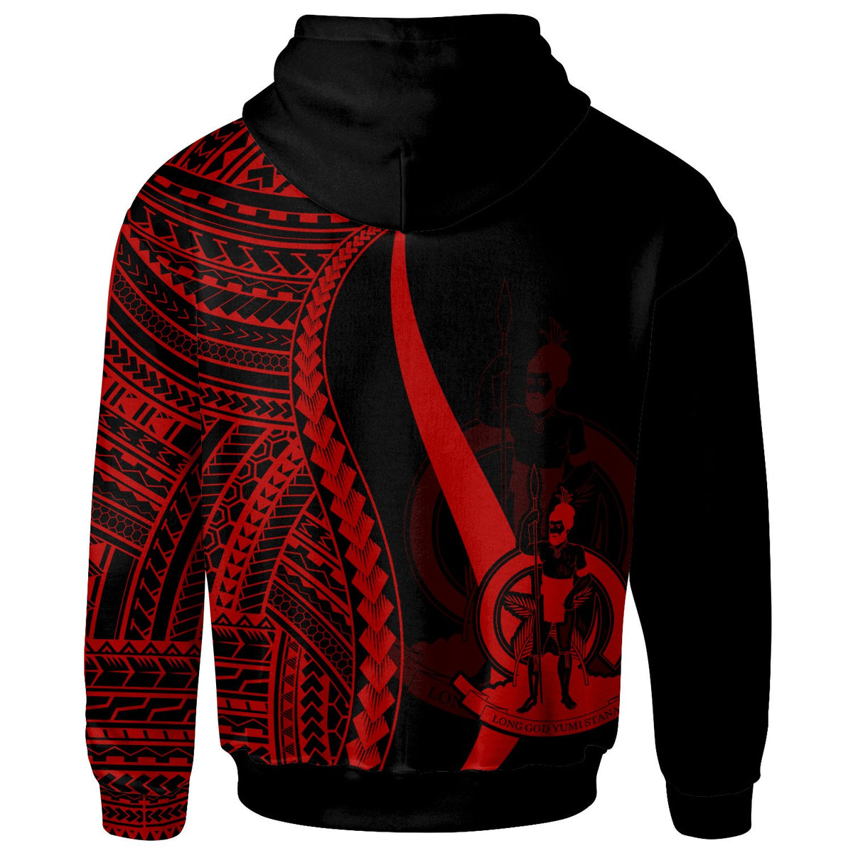Vanuatu Hoodie Red Tentacle Tribal Pattern - Polynesian Pride