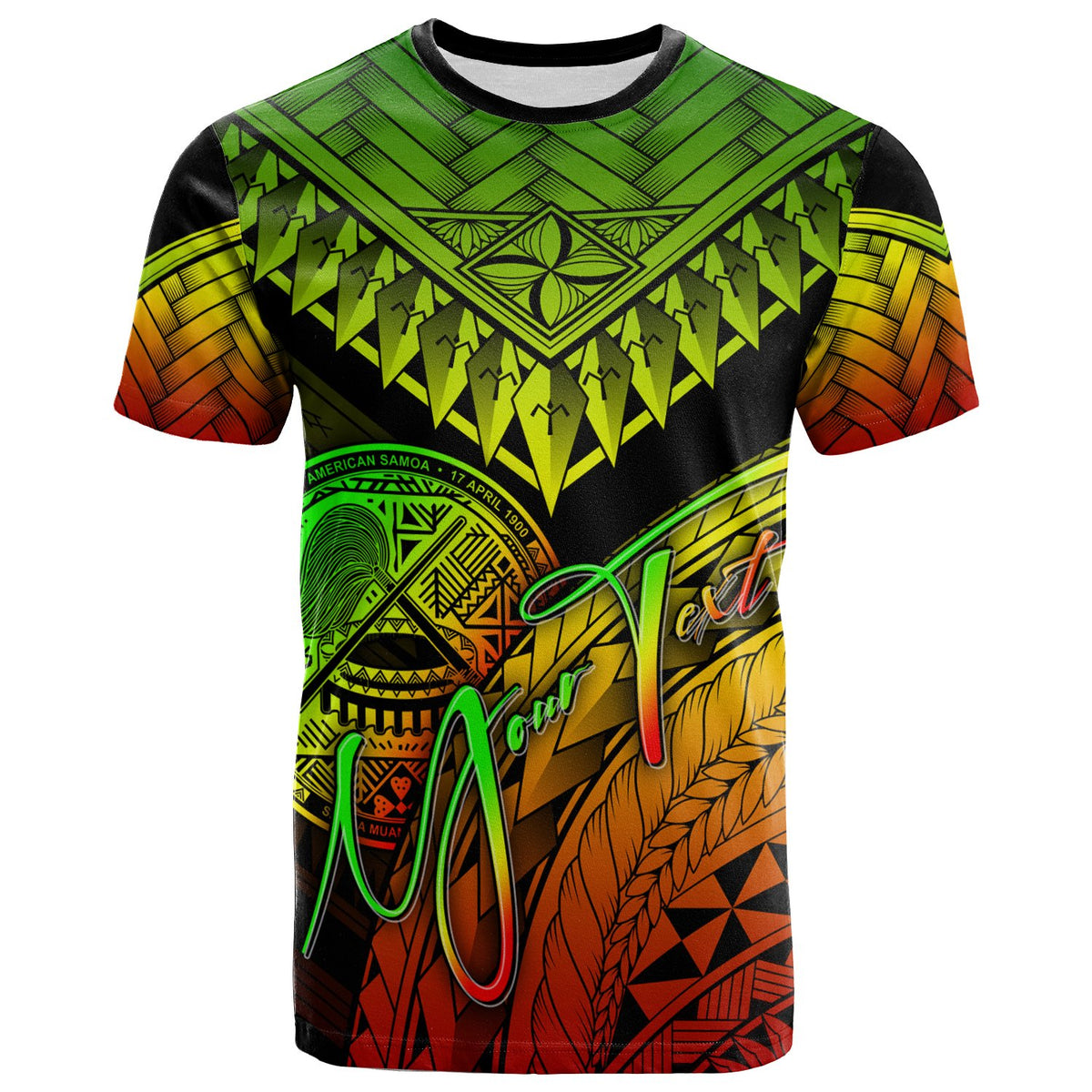 American Samoa Custom T Shirt Reggae Polynesian Necklace and Lauhala Unisex Reggae - Polynesian Pride