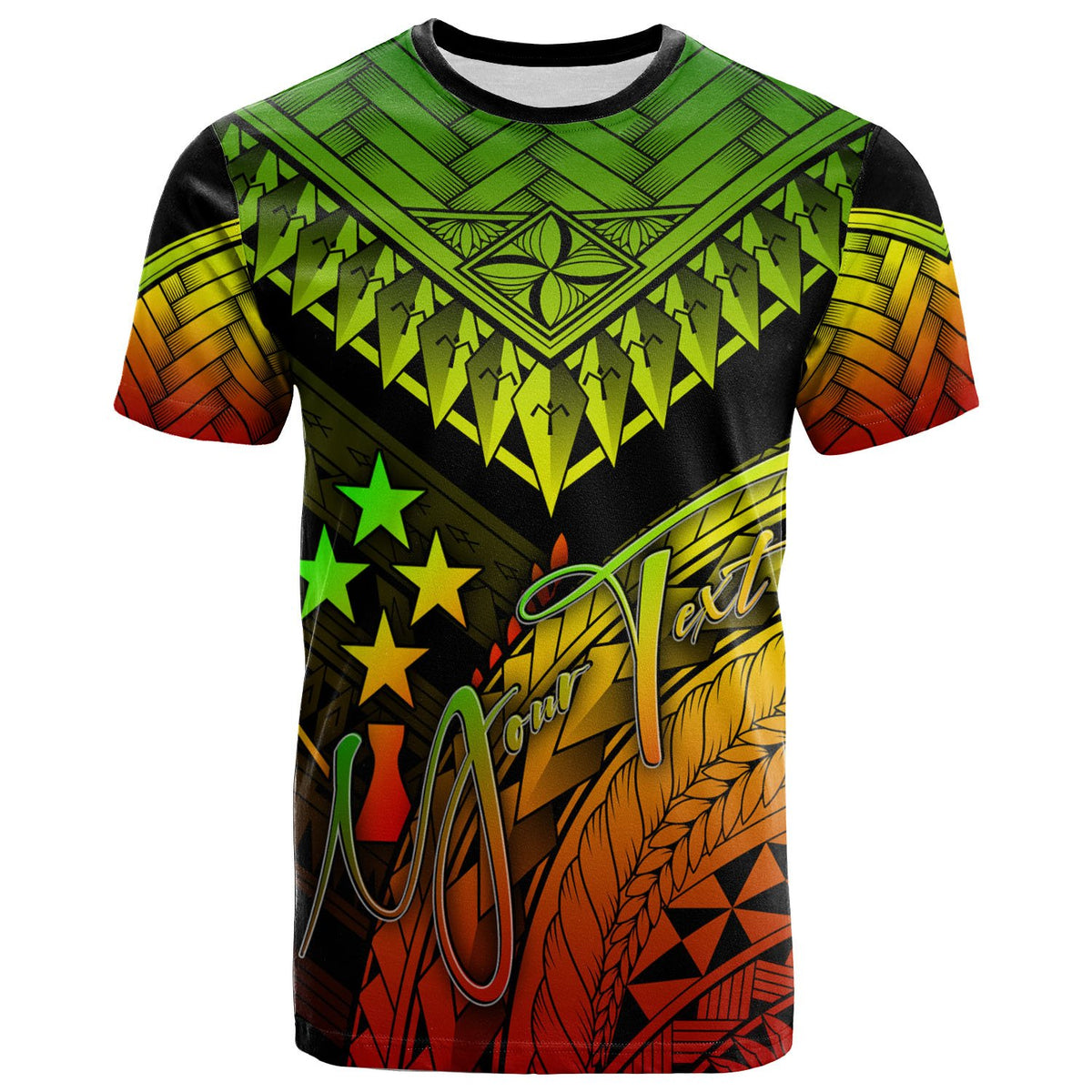 Kosrae Custom T Shirt Reggae Polynesian Necklace and Lauhala Unisex Reggae - Polynesian Pride