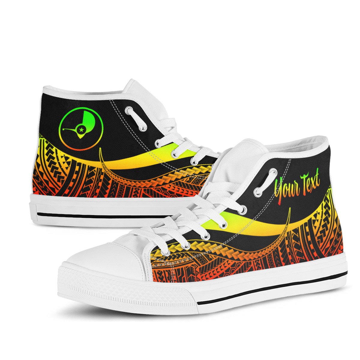 Yap Custom Personalised High Top Shoes Reggae - Polynesian Tentacle Tribal Pattern - Polynesian Pride