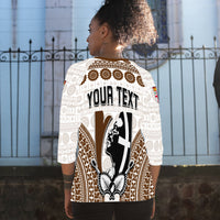 Custom Personalised Fiji Rugby Bati Raglan 3/4 Sleeve T Shirt Proud Tapa Pattern LT13 - Polynesian Pride