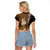 (Custom Personalised) New Caledonia Raglan Cropped T Shirt Nautilus Gold Polynesian Hibiscus LT13 - Polynesian Pride