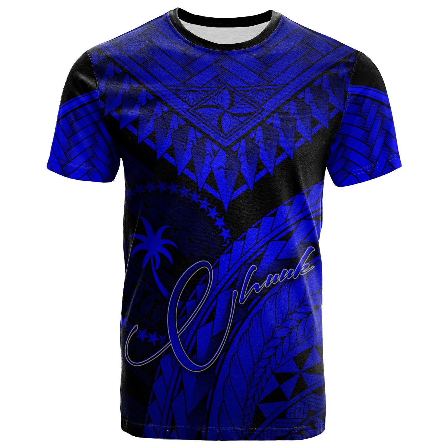 Chuuk T Shirt Royal Blue Polynesian Necklace and Lauhala Unisex Art - Polynesian Pride