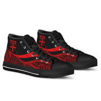 Fiji Custom Personalised High Top Shoes Red - Polynesian Tentacle Tribal Pattern - Polynesian Pride