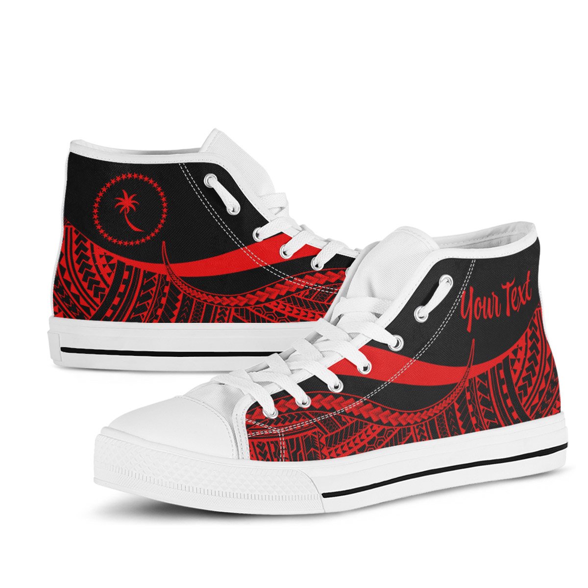Chuuk Custom Personalised High Top Shoes Red - Polynesian Tentacle Tribal Pattern - Polynesian Pride