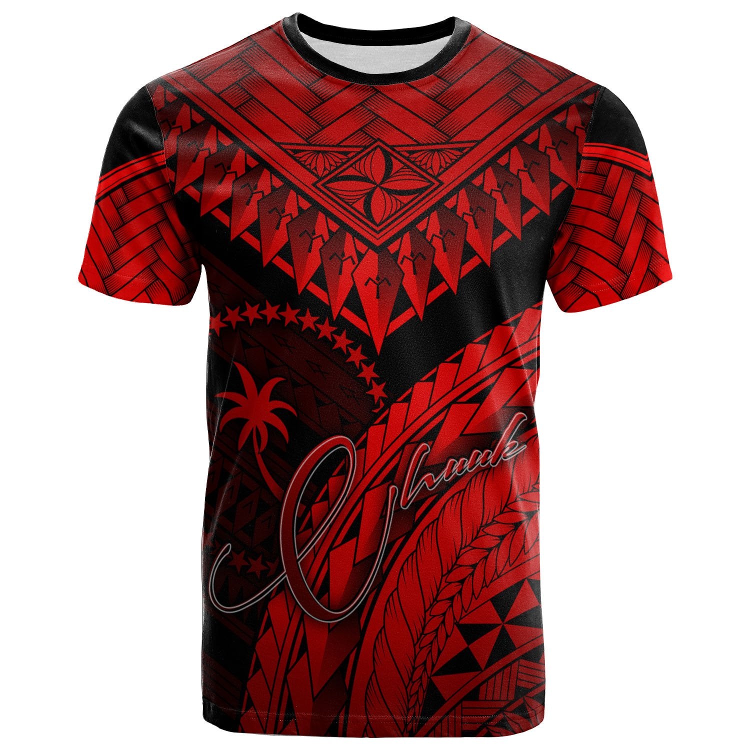 Chuuk T Shirt Red Polynesian Necklace and Lauhala Unisex RED - Polynesian Pride