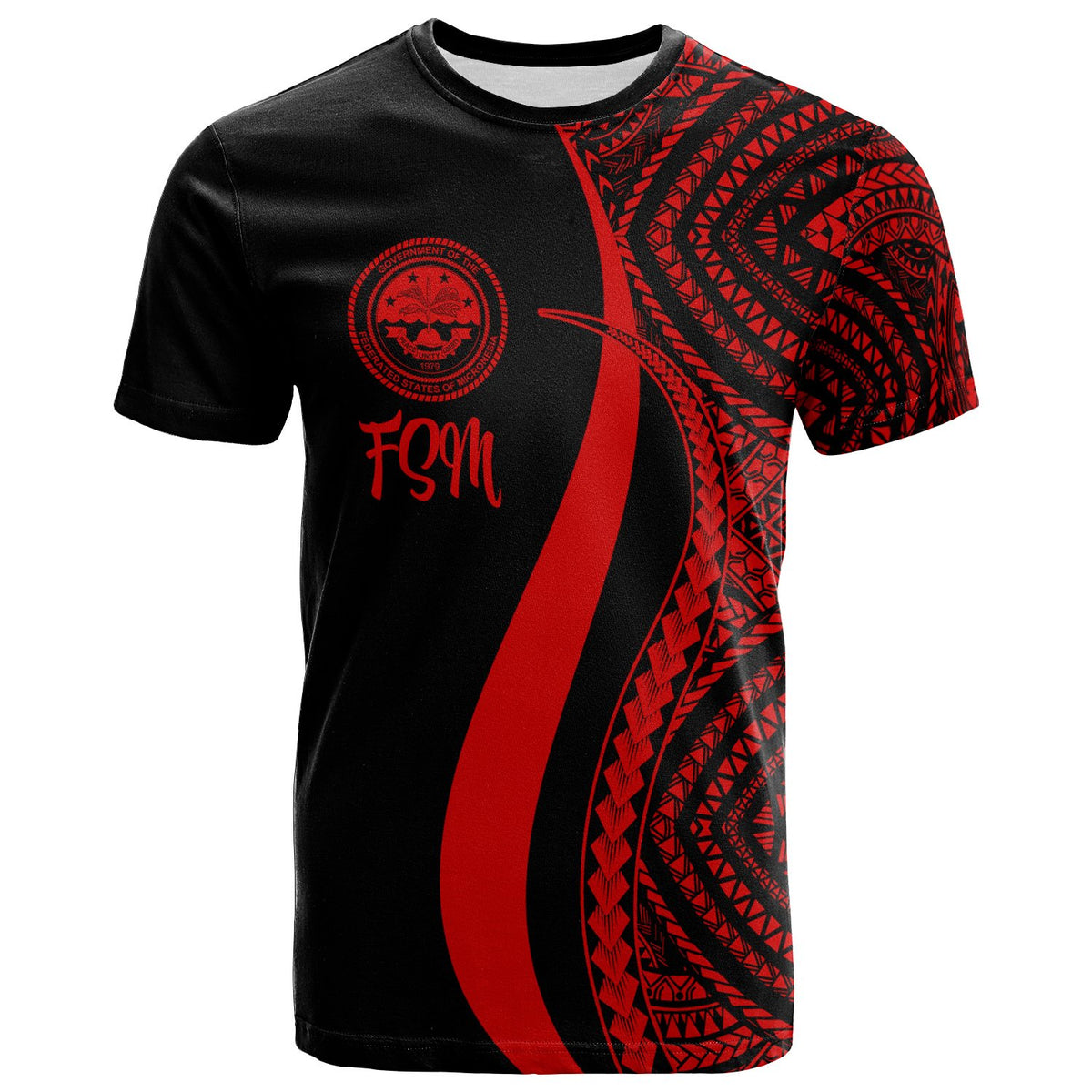 Federated States of Micronesia T Shirt Red Micronesian Tentacle Tribal Pattern Unisex RED - Polynesian Pride