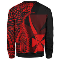 Wallis And Futuna Sweatshirt - Red Polynesian Tentacle Tribal Pattern - Polynesian Pride