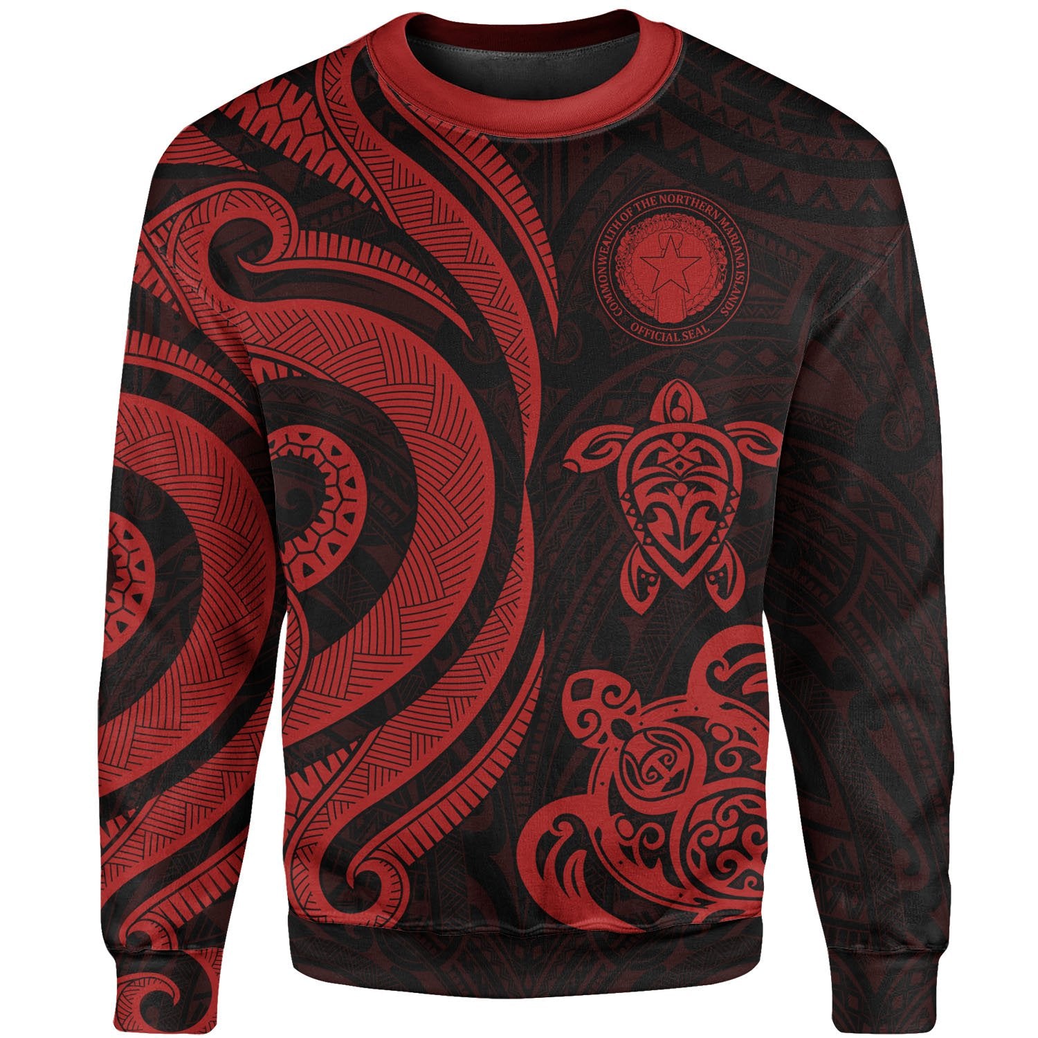 Northern Mariana Islands Sweater - Red Tentacle Turtle Unisex Red - Polynesian Pride