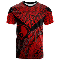 Yap Custom T Shirt Red Polynesian Necklace and Lauhala Unisex Red - Polynesian Pride
