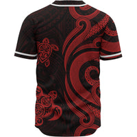 Niue Baseball Shirt - Red Tentacle Turtle - Polynesian Pride