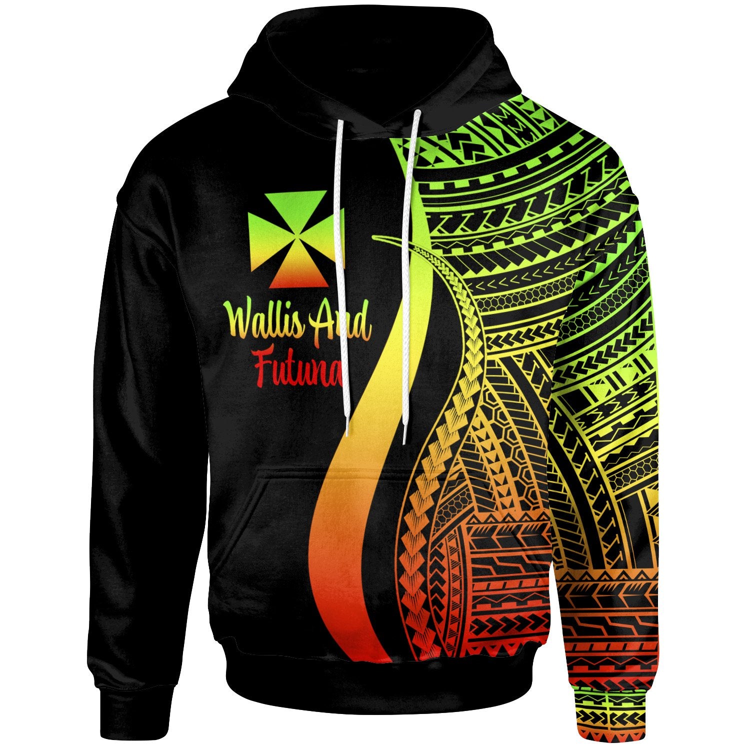Wallis and Futuna Hoodie Reggae Tentacle Tribal Pattern Unisex Reggae - Polynesian Pride