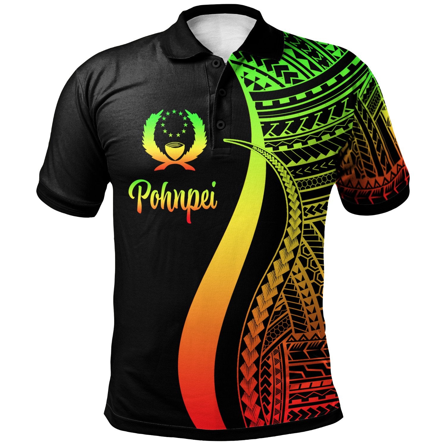 Pohnpei Polo Shirt Reggae Polynesian Tentacle Tribal Pattern Unisex Reggae - Polynesian Pride